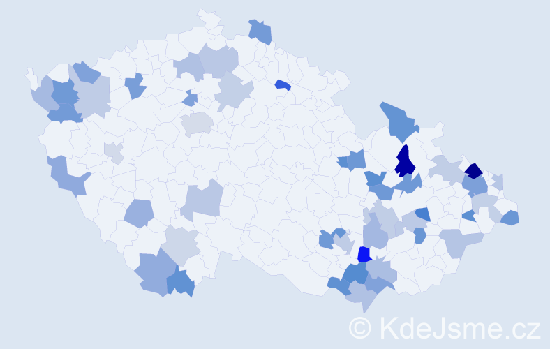 Jméno: 'Bernardina', počet výskytů 72 v celé ČR