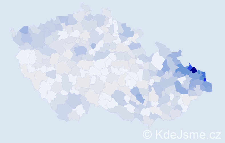 Jméno: 'Bruno', počet výskytů 996 v celé ČR