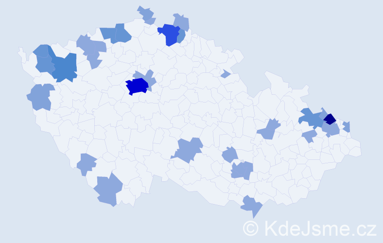 Jméno: 'Valtr', počet výskytů 68 v celé ČR