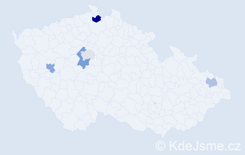 Jméno: 'Thi Kieu', počet výskytů 5 v celé ČR