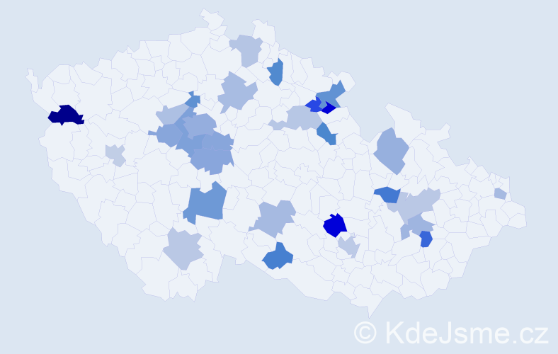 Jméno: 'Uljana', počet výskytů 44 v celé ČR