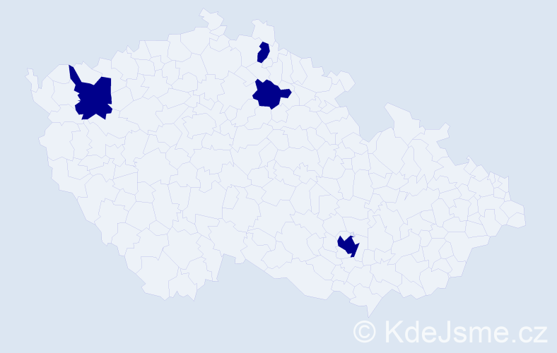 Jméno: 'Valbona', počet výskytů 4 v celé ČR