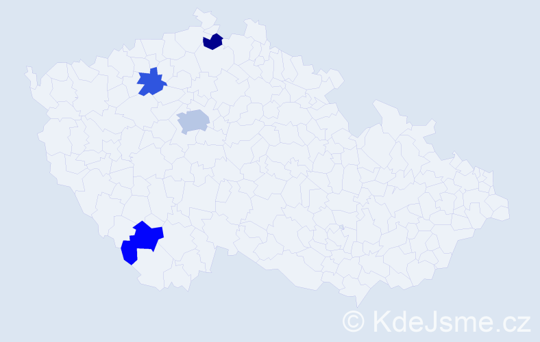 Jméno: 'Haštal', počet výskytů 6 v celé ČR