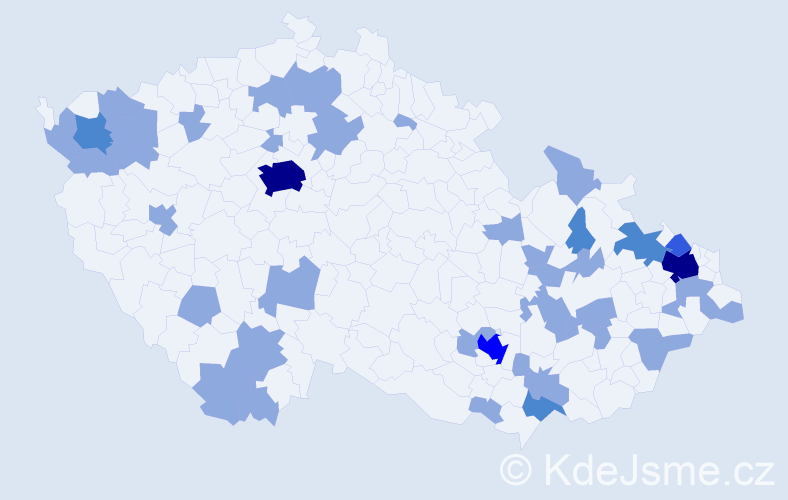 Jméno: 'Bernardina', počet výskytů 60 v celé ČR