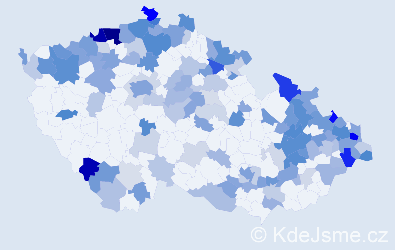Jméno: 'Elvíra', počet výskytů 288 v celé ČR