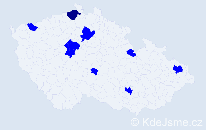 Jméno: 'Van Hue', počet výskytů 10 v celé ČR