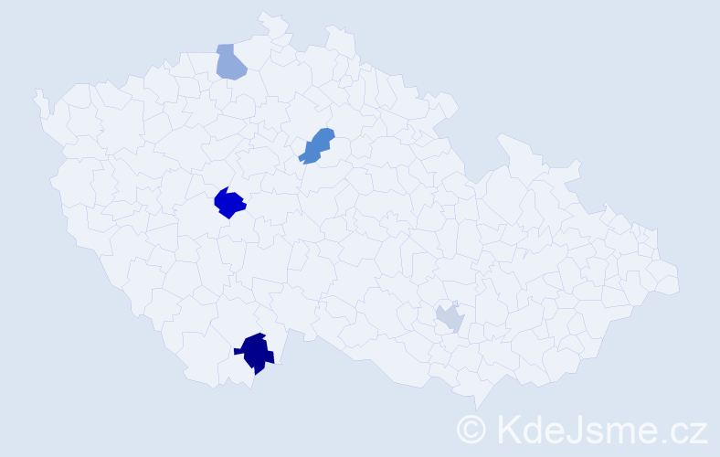 Jméno: 'Karel Daniel', počet výskytů 5 v celé ČR