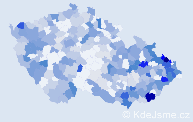 Jméno: 'Cecilie', počet výskytů 587 v celé ČR