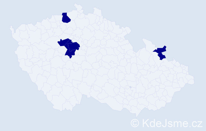 Jméno: 'Klára Viktorie', počet výskytů 5 v celé ČR