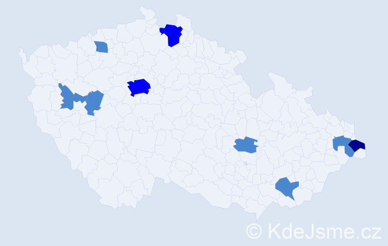 Jméno: 'Lilie', počet výskytů 13 v celé ČR