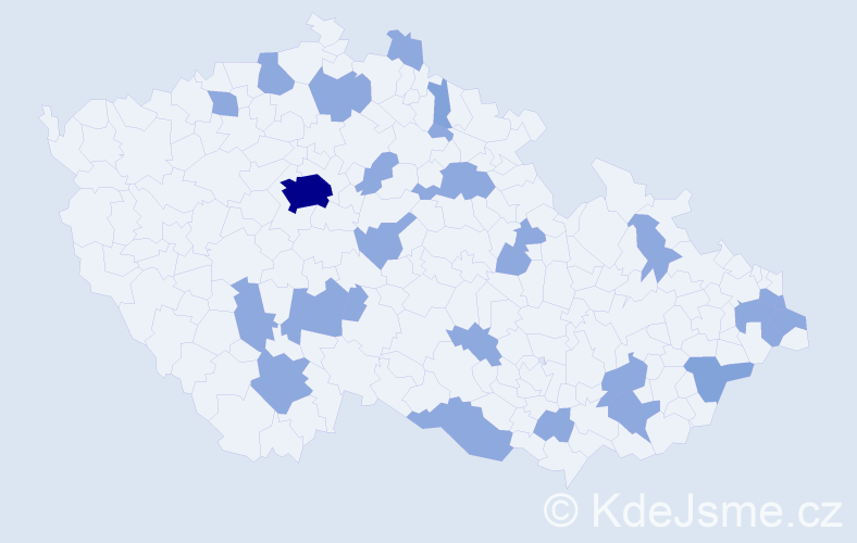 Jméno: 'Celestýna', počet výskytů 36 v celé ČR