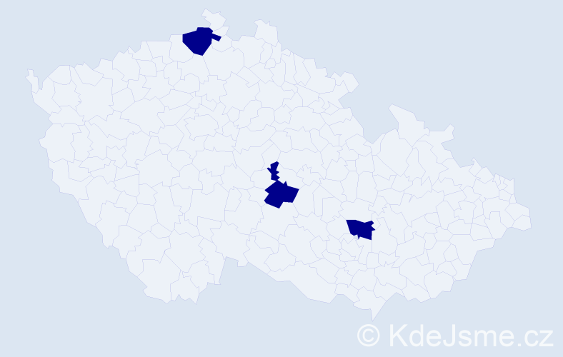 Jméno: 'Huslen', počet výskytů 3 v celé ČR