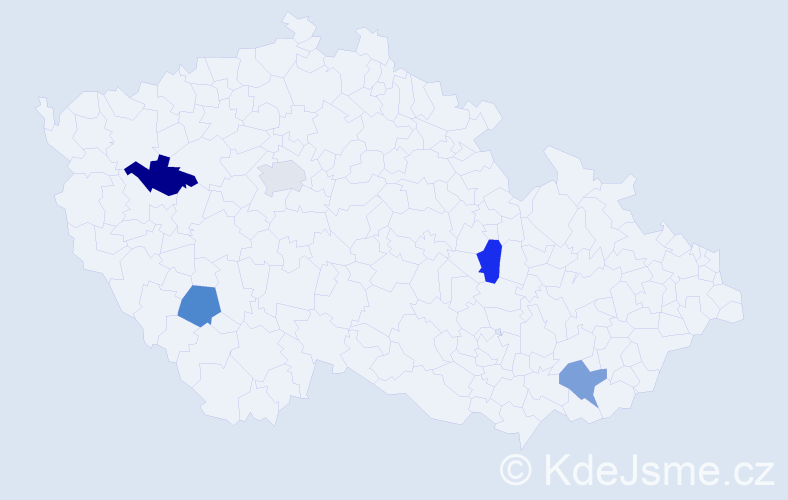 Jméno: 'Daniel Mark', počet výskytů 5 v celé ČR