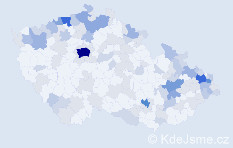 Jméno: 'Elvíra', počet výskytů 284 v celé ČR