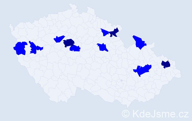 Jméno: 'Frances', počet výskytů 14 v celé ČR