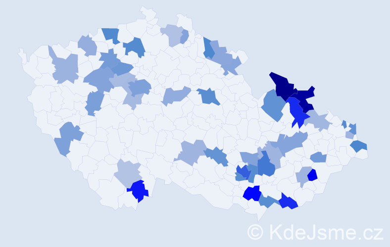 Jméno: 'Anastasia', počet výskytů 84 v celé ČR