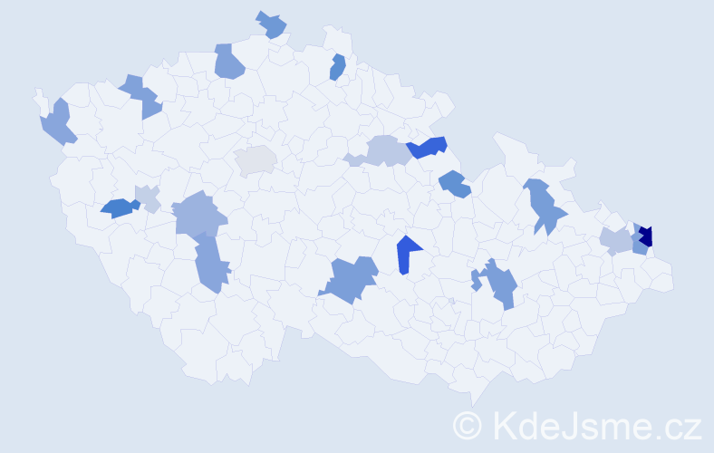 Jméno: 'Česlava', počet výskytů 33 v celé ČR