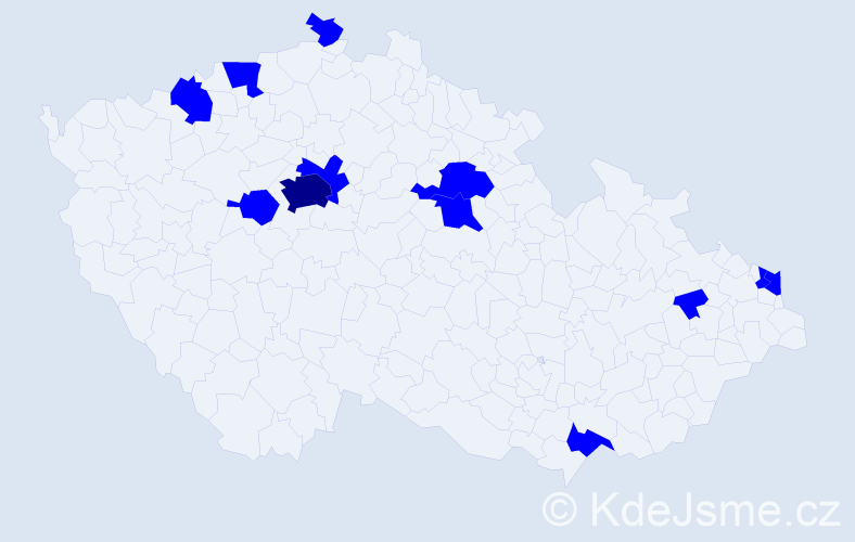 Jméno: 'Xénia', počet výskytů 13 v celé ČR
