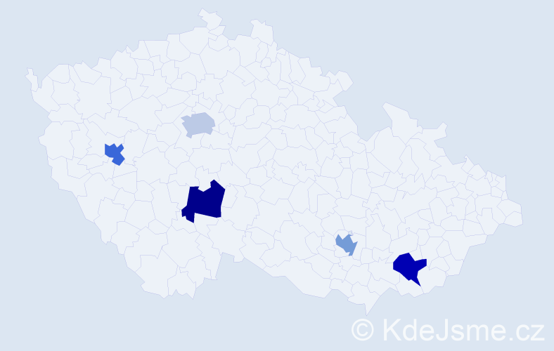 Jméno: 'Anya', počet výskytů 5 v celé ČR