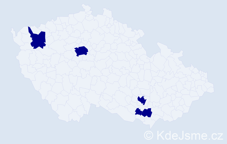 Jméno: 'Sakib', počet výskytů 5 v celé ČR