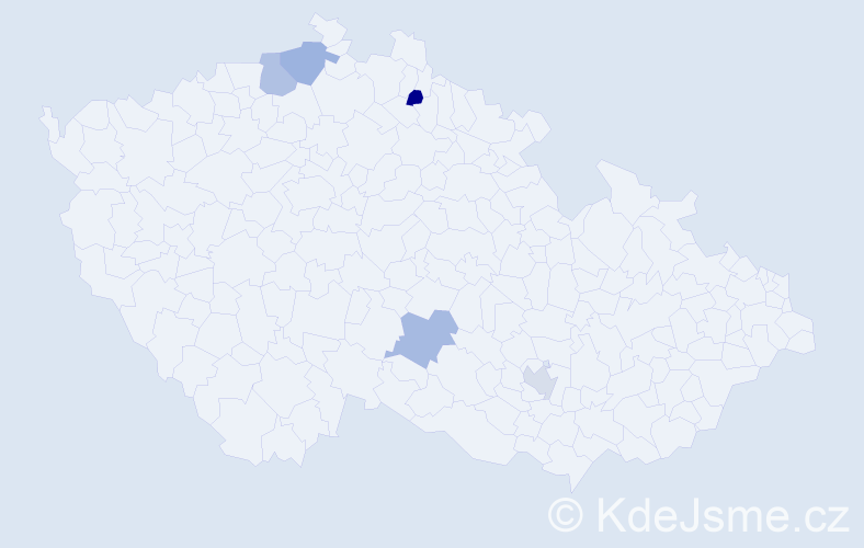 Jméno: 'Jessica Marie', počet výskytů 5 v celé ČR