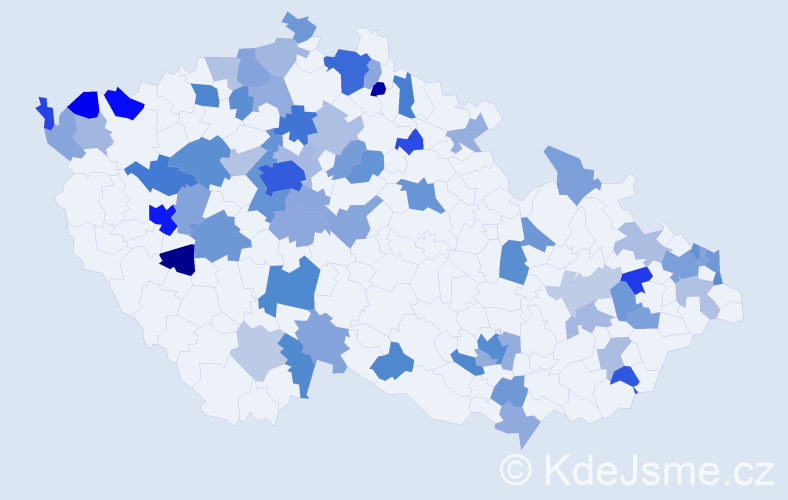 Jméno: 'Evelyn', počet výskytů 134 v celé ČR