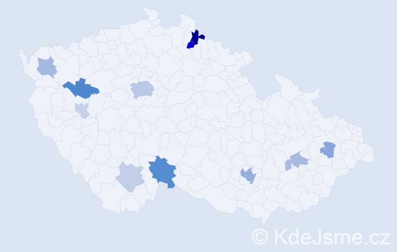 Jméno: 'Nevena', počet výskytů 22 v celé ČR