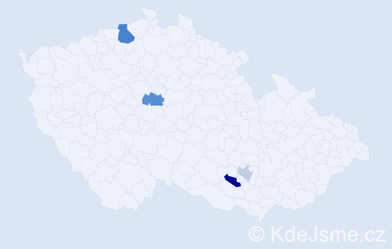Jméno: 'Nvard', počet výskytů 5 v celé ČR