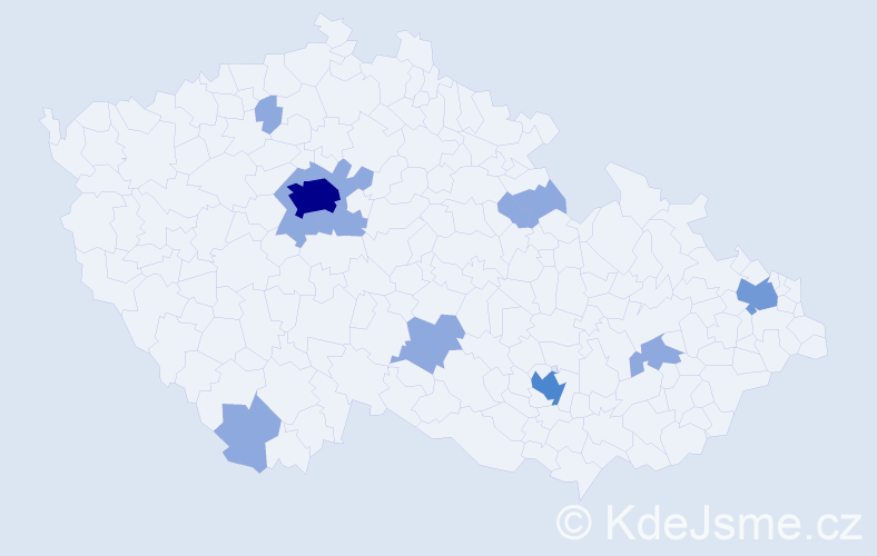 Jméno: 'Yann', počet výskytů 21 v celé ČR