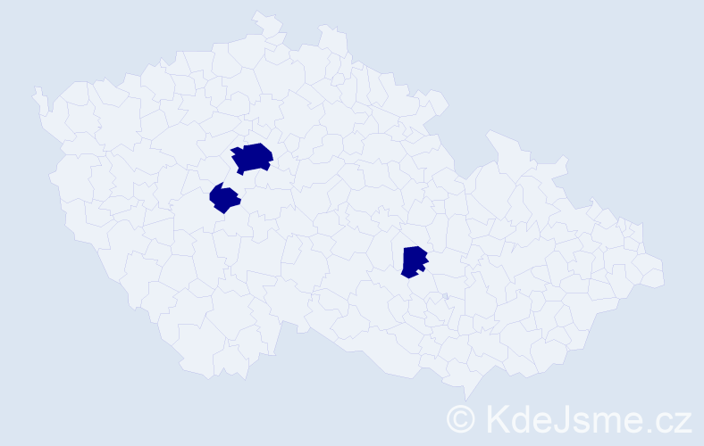 Jméno: 'Dareen', počet výskytů 3 v celé ČR