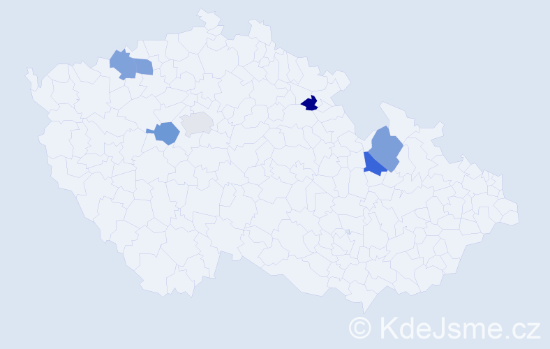Jméno: 'Myslena', počet výskytů 7 v celé ČR