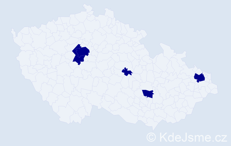 Jméno: 'Huda', počet výskytů 5 v celé ČR