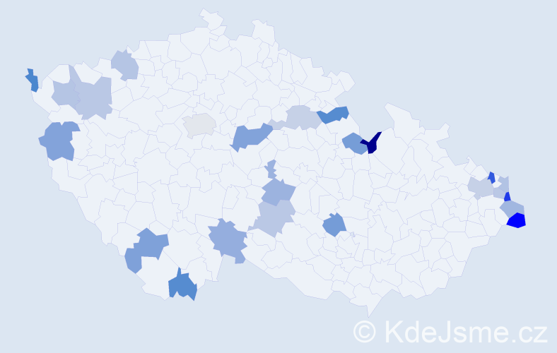 Jméno: 'Kazimíra', počet výskytů 30 v celé ČR
