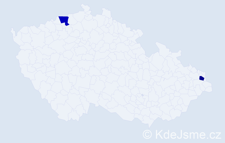 Jméno: 'Zudi', počet výskytů 2 v celé ČR