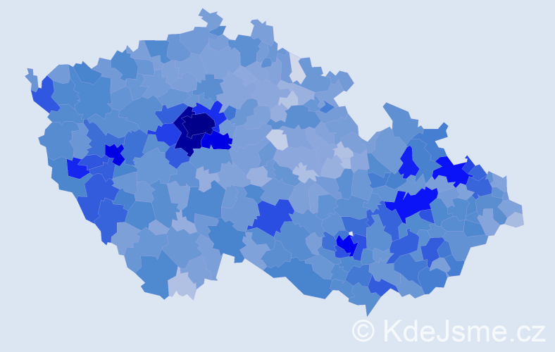 Jméno: 'Julie', počet výskytů 13387 v celé ČR