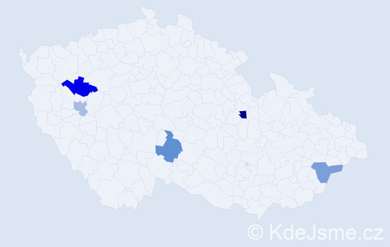 Jméno: 'Petrit', počet výskytů 5 v celé ČR