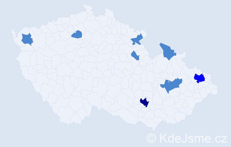 Jméno: 'Marcos', počet výskytů 11 v celé ČR