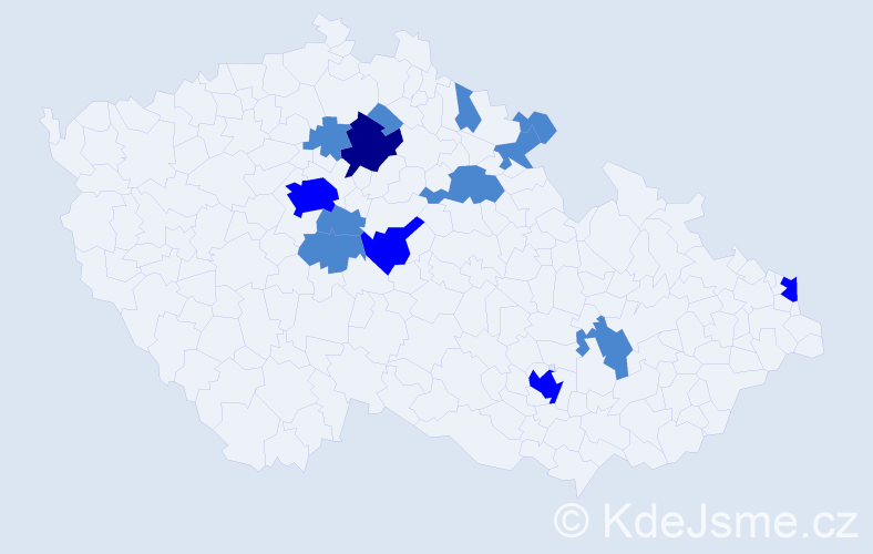 Jméno: 'Robert Jan', počet výskytů 20 v celé ČR