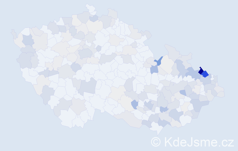 Jméno: 'Bernard', počet výskytů 461 v celé ČR