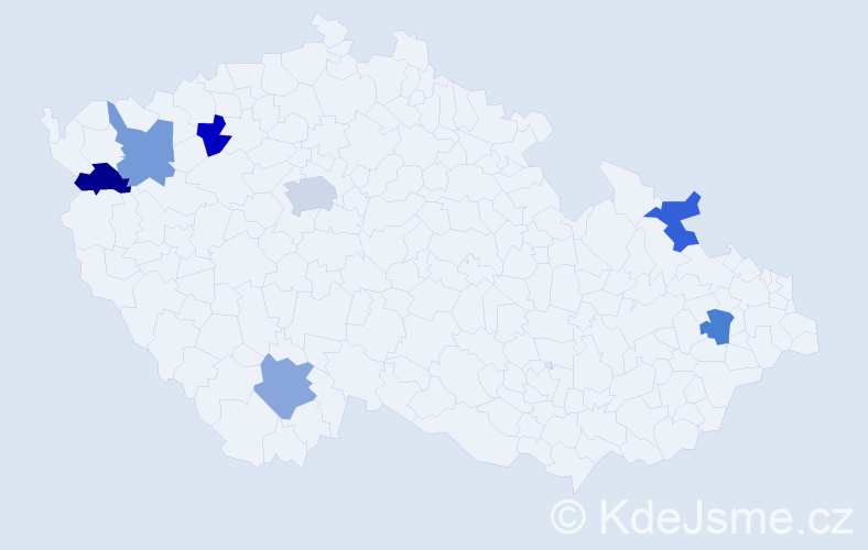 Jméno: 'Mikola', počet výskytů 8 v celé ČR