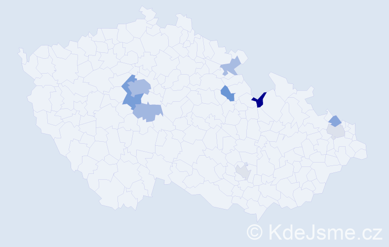 Jméno: 'Kazi', počet výskytů 21 v celé ČR