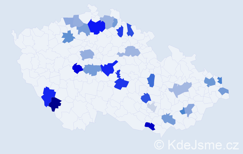 Jméno: 'Kornélia', počet výskytů 42 v celé ČR