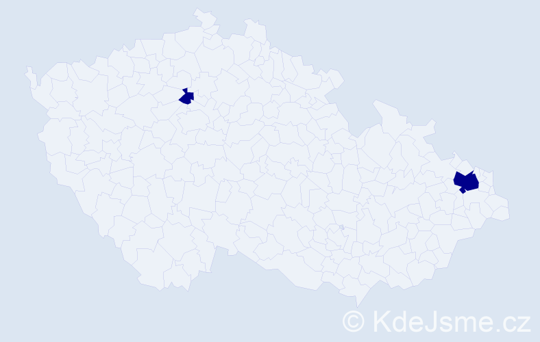 Jméno: 'Cinzia', počet výskytů 2 v celé ČR