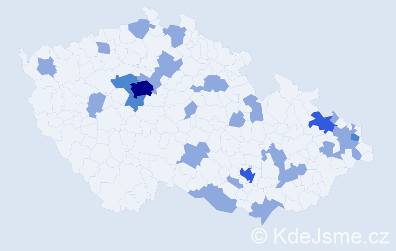 Jméno: 'Megan', počet výskytů 43 v celé ČR