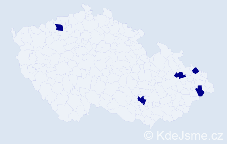 Jméno: 'Daja', počet výskytů 5 v celé ČR