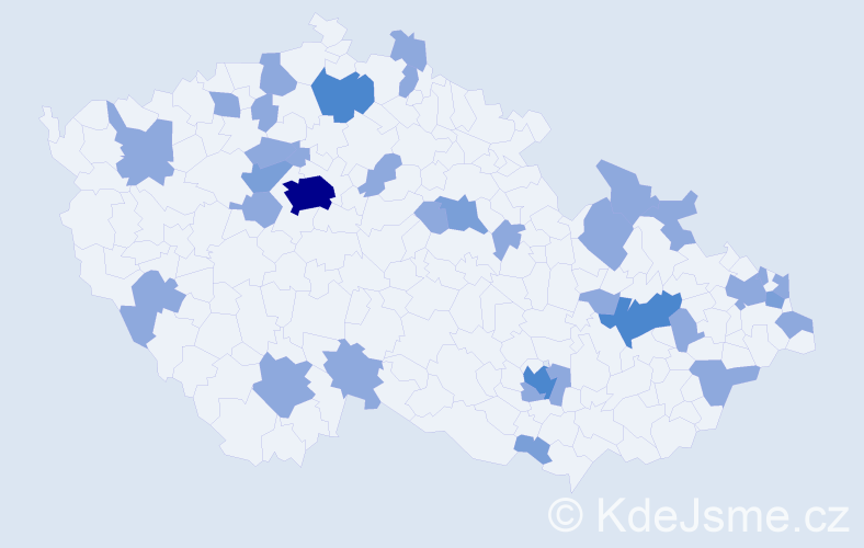 Jméno: 'Kornélie', počet výskytů 50 v celé ČR
