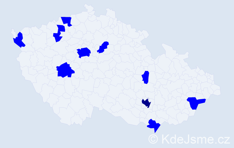 Jméno: 'Augustýn', počet výskytů 12 v celé ČR