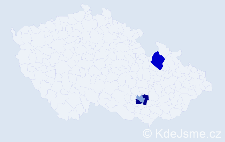 Jméno: 'Mimi', počet výskytů 3 v celé ČR