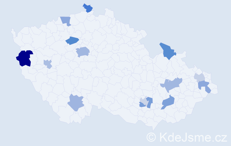 Jméno: 'Nathanael', počet výskytů 20 v celé ČR