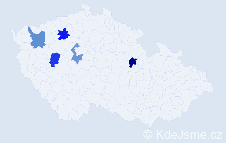 Jméno: 'Miloš Jan', počet výskytů 5 v celé ČR